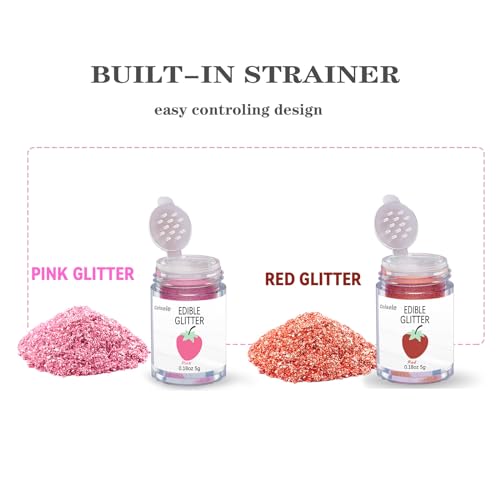 Red Pink Edible Glitter Glimmer Powder for Cakes Drinks