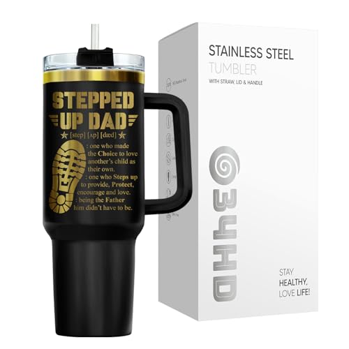 Stepdad Stepped Up Dad 40 oz Tumbler with Handle