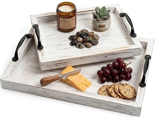 Rustic Serving Tray Set with Handles