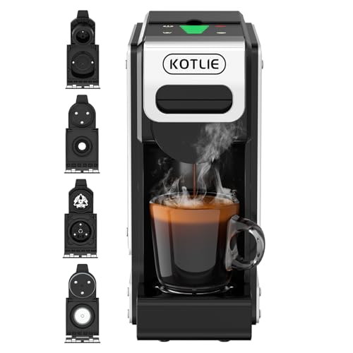 4-in-1 Espresso Capsule Coffee Machine, Single Serve Coffee Maker for K*cup/Nes/DG/Ground Coffee, 19Bar, 1L,ST-550(silver)