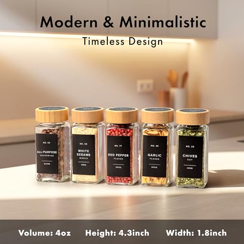 Glass Spice Jars with Label (36 Count)