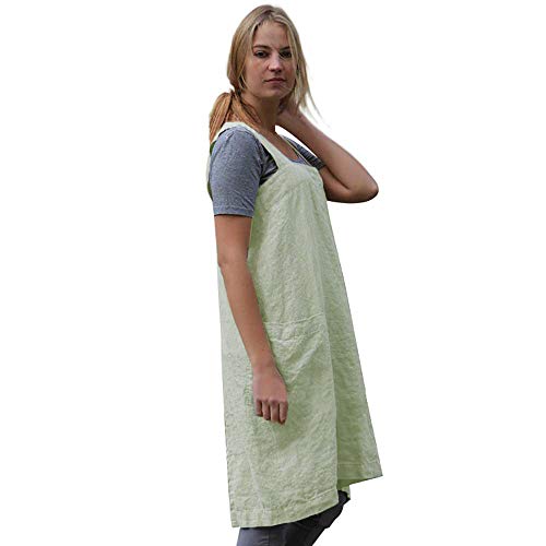 Women's Pinafore Square Apron Baking Cooking Gardening Works Cross Back Cotton