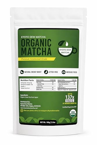Organic Ceremonial Grade Matcha Powder 100g (3.5 Ounce)