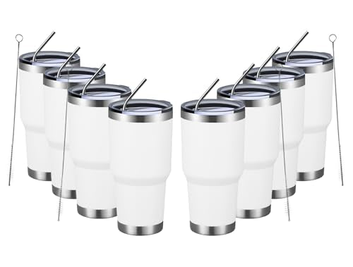 30oz Insulated Tumbler With Lids and Straws (8 Count)