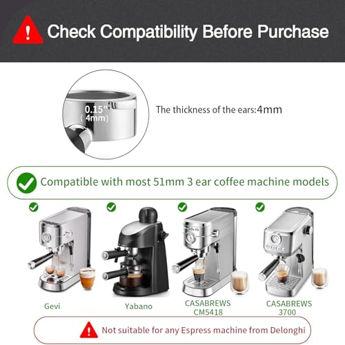 51mm Bottomless Portafilter Compatible for CASABREWS Espresso Machine CM5418