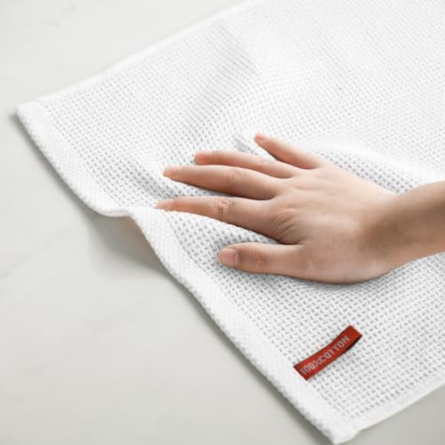 100% Cotton White Waffle Weave Kitchen Dish Cloths (6 Count)