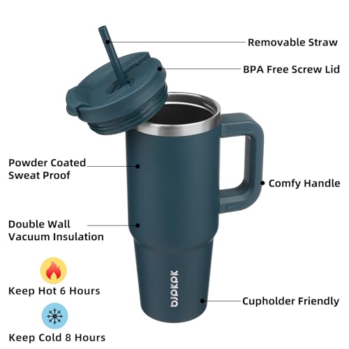 30 oz Insulated Tumbler with Handle & Straw