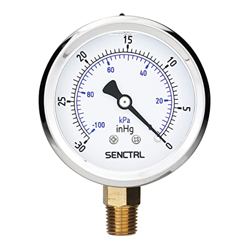30 inHg Vacuum Liquid Filled Low Pressure Gauge
