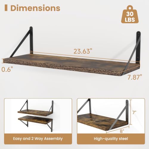 Floating Book Shelves for Wall (3 Count)