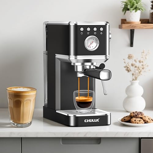 Slim Espresso Machine with Milk Frother for Home Cappuccino