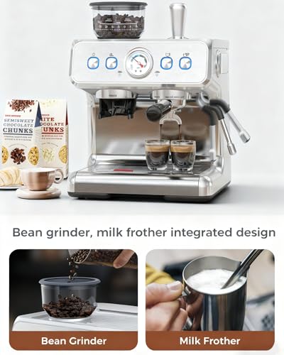 20 Bar Espresso Machine with Grinder & Milk Frother