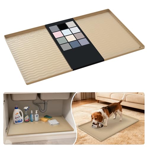 Waterproof Silicone Under Sink Mat 31'' x 19'' Shelf Liner for Kitchen and Bathroom