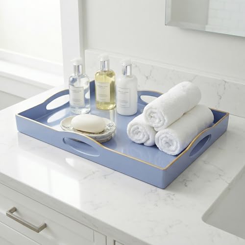 Blue Serving Tray with 4 Handles