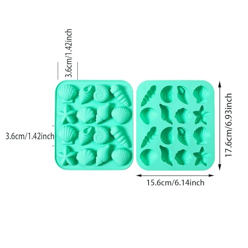 2 Pack Horse Green Seashell Silicone Molds for Chocolate Candy Baking Decorations (2 Count)