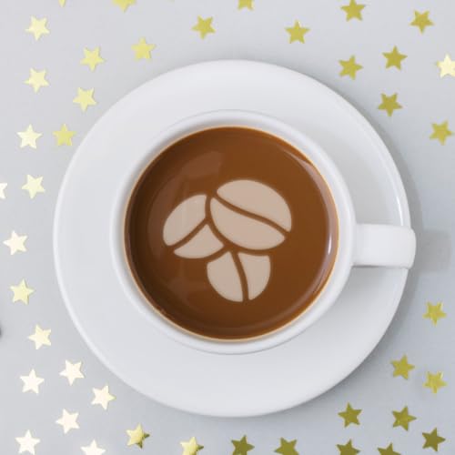Coffee Latte Art Stencils 4 Pcs Metal Coffee Stencils for Cappuccino Chocolate Decoration Milk Foams Templates Flower Mold 4.72X3.34In