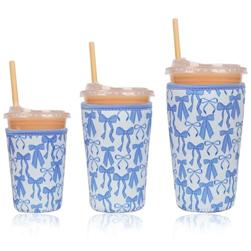 Reusable Insulated Neoprene Iced Coffee Cup Sleeve (3 Count)