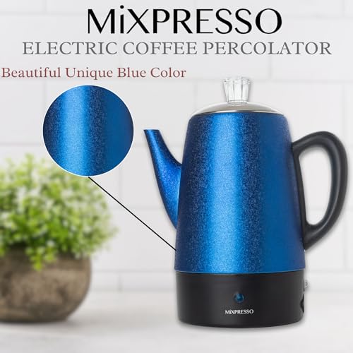 10 Cup Shiny Blue Electric Percolator Coffee Pot (10 Count)