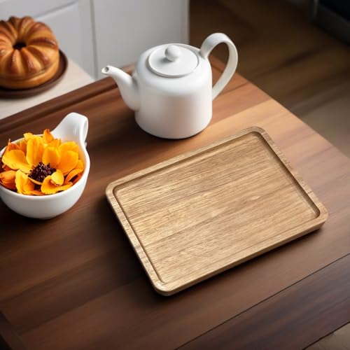Wood Tray for Coffee Tea Extra Large Wooden Serving Tray for Food Fruit Snack Decorative Serving Platter