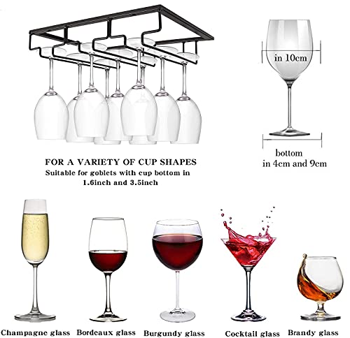 Wine Cup Holder Table Decoration Storage Hanger Metal Organizer for Bar Kitchen Stemware Rack Under Cabinet Stainless Steel Hanger Storage Shelf Black