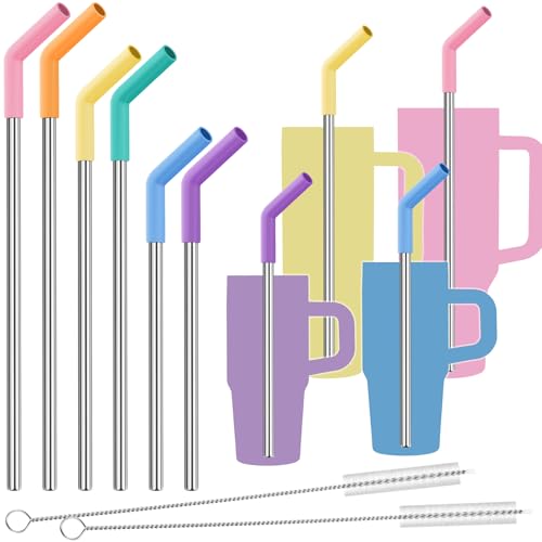 6 Pack Metal Straws with Silicone Tip Fit for Stanley 14 (6 Count)