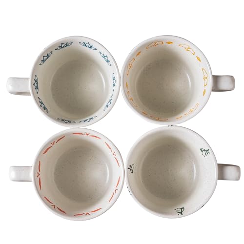 Ceramic Mugs 11 oz Unique Luxurious Cups Set of 4