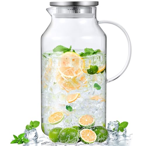 1 Gallon Glass Pitcher with Lid and Handle