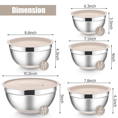Stainless Steel Mixing Bowls with Lids Set (13 Count)