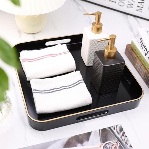Black Square Decorative Tray with Handles