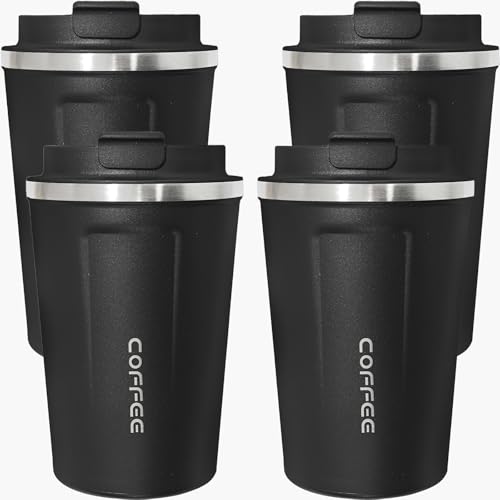4 Pack Travel Coffee Mug 12oz Insulated Coffee Cup with Lid (4 Count)