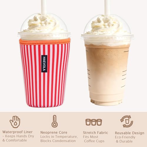 Reusable Insulated Neoprene Iced Coffee Cup Sleeve (3 Count)