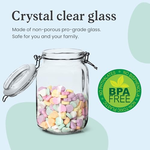Set of 3 Glass Mason Jar with Airtight Lid 50 Ounces (3 Count)