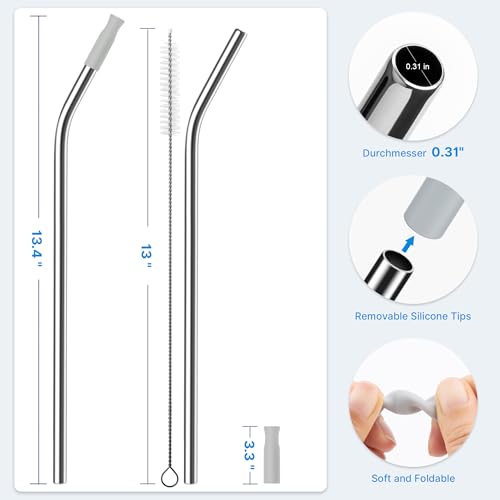 Repeatable Metal Straw with Silicone Tips for 40 oz Stanley Tumbler