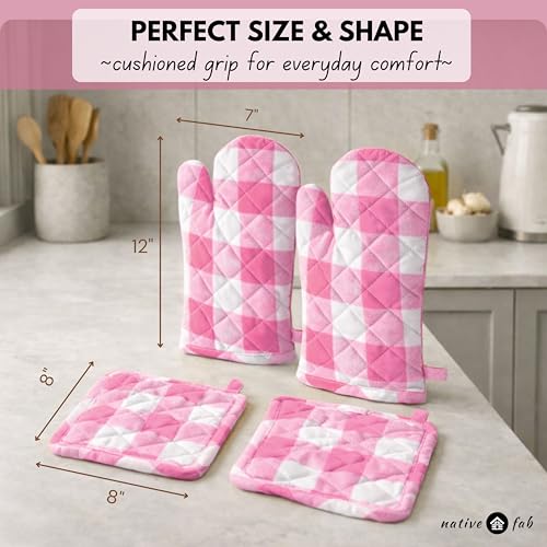 Buffalo Plaid Check Oven Mitts and Pot Holders Set of 4 (4 Count)