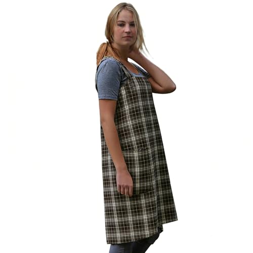 Women's Pinafore Square Apron Baking Cooking Gardening Works Cross Back Cotton