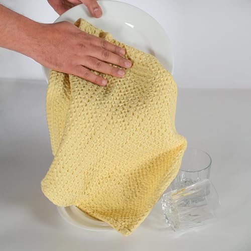 4 Pack Premium Waffle Kitchen Towels with Hanging Loop 16x26 inches