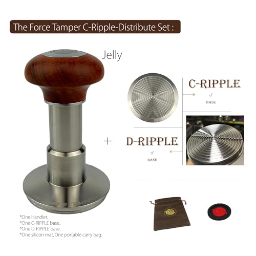 58.35mm C Rip Dis Set Reddish Brown Wooden Jellyfish Handle Coffee Tamper