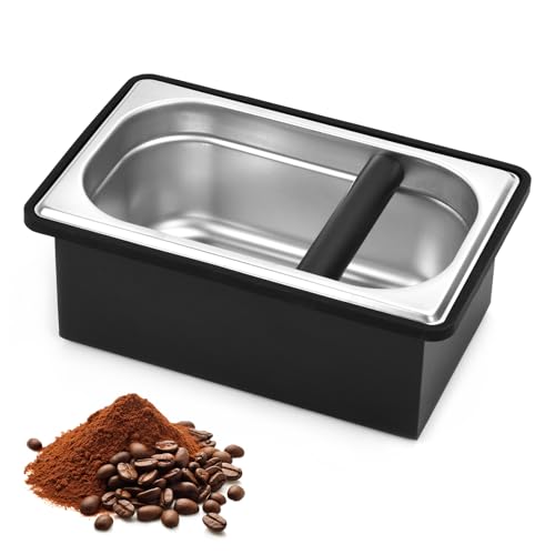 Espresso Knock Box Stainless Steel Large Coffee Puck Container Knockbox