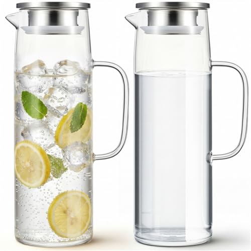 2 Sets Glass Pitcher with Lid (2 Count)