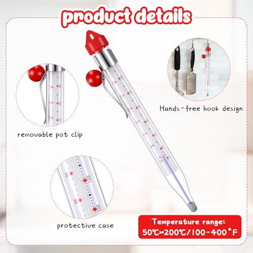 2 Pcs Candy Thermometer with Pot Clip 8" (2 Count)