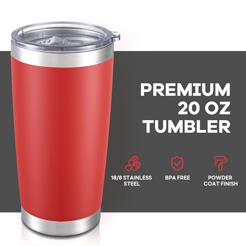 20 oz Tumbler with Lid Stainless Steel Insulated Tumblers Bulk Cups Mug (4 Count)