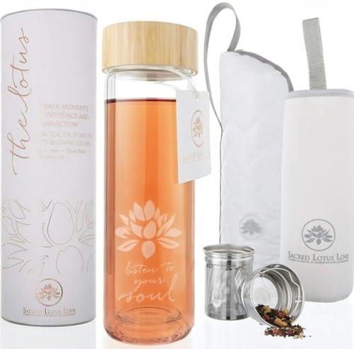 Double Walled Glass Tea Tumbler with Infuser and Strainer 15oz