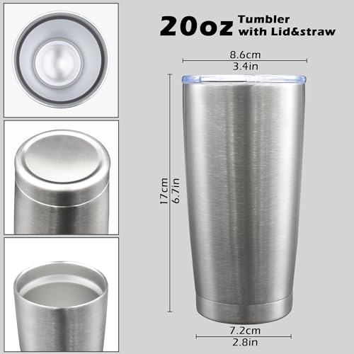20oz Tumbler with Lid Stainless Steel Tumblers Insulated Mug SS 12P (12 Count)