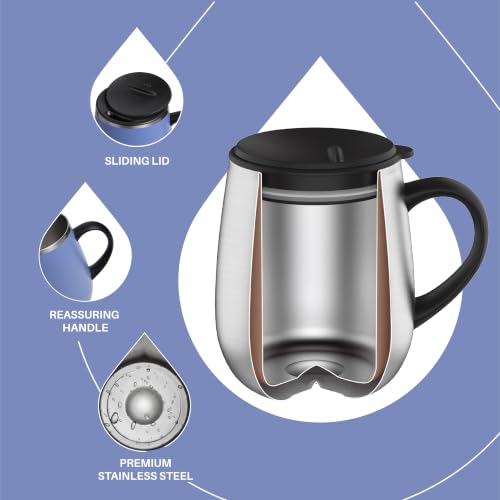 16 oz Insulated Coffee Mug with Lid and Handle