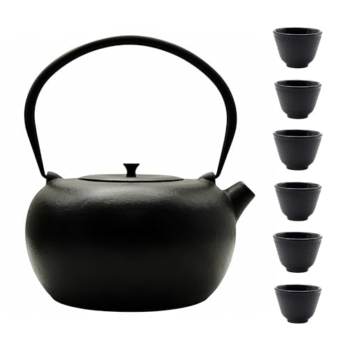 67.6oz Large Cast Iron Teapot and Cups Set
