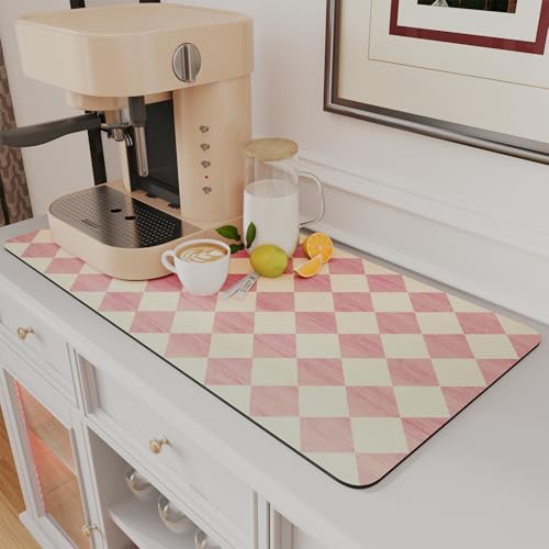 Coffee Mat Hide Stain Rubber Backed Absorbent Dish Drying Mat for Kitchen Counter