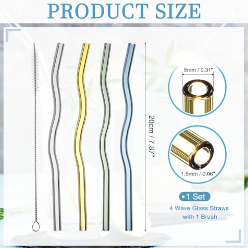 4 Pcs Reusable Glass Drinking Straws (4 Count)
