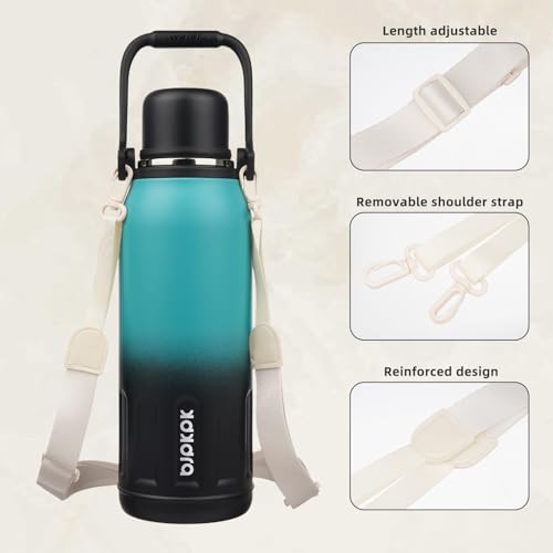 Stainless Steel Insulated Bottle with Handle & Strap