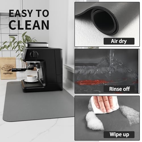Coffee Mat Absorbent Hide Stain Rubber Backed Dish Drying Mat for Kitchen Counter