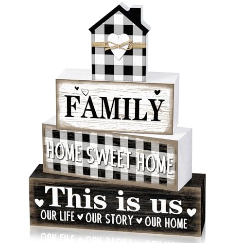 4 Pcs Farmhouse Table Decoration Rustic Sign Block (4 Count)