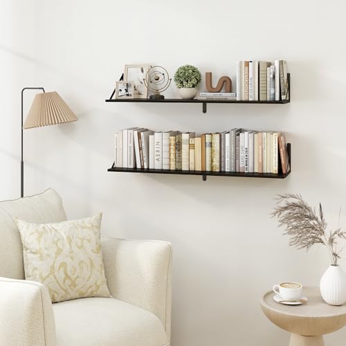 Black Deep Floating Shelves for Wall (2 Count)